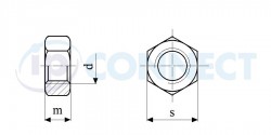 Matice UNC 3/4", pevnost 8.8, bez PÚ - Whitworth, Šestihranná (DIN 934)