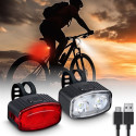 Set nabíjecích cyklo svítilen, 160lm přední, zadní červená, Li-Ion, USB, Solight