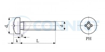 Šroub M 6 x 10, A2 - Půlkulatá hlava s křížovou drážkou PH, celý závit (DIN 7985)