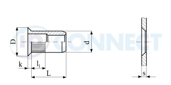 Nýt maticový M 6 x 16, nerez A2, pro tl. 1,5 - 4,0 mm - Velká zápustná hlava (VZH)