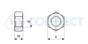 Matice UNC 3/8", pevnost 8.8, bez PÚ - Whitworth, Šestihranná (DIN 934)